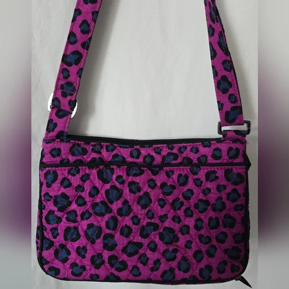 Vera Bradley Little Hipster Crossbody Bag African Violet Leopard Print Bag Purse - Picture 7 of 10